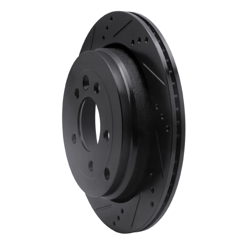 Land Rover LR3 Brake Rotor (1) - Rear Left - R1 Concepts - Drilled & Slotted - Black - `05-`07